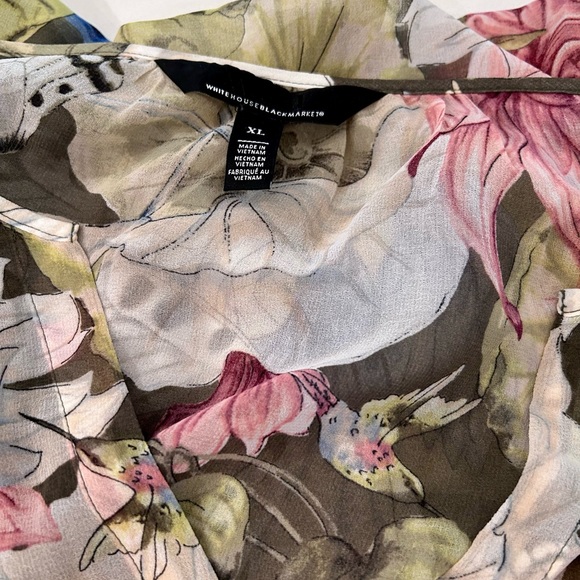 White House Black Market Sheer Watercolor Print Blouse - Picture 7 of 9